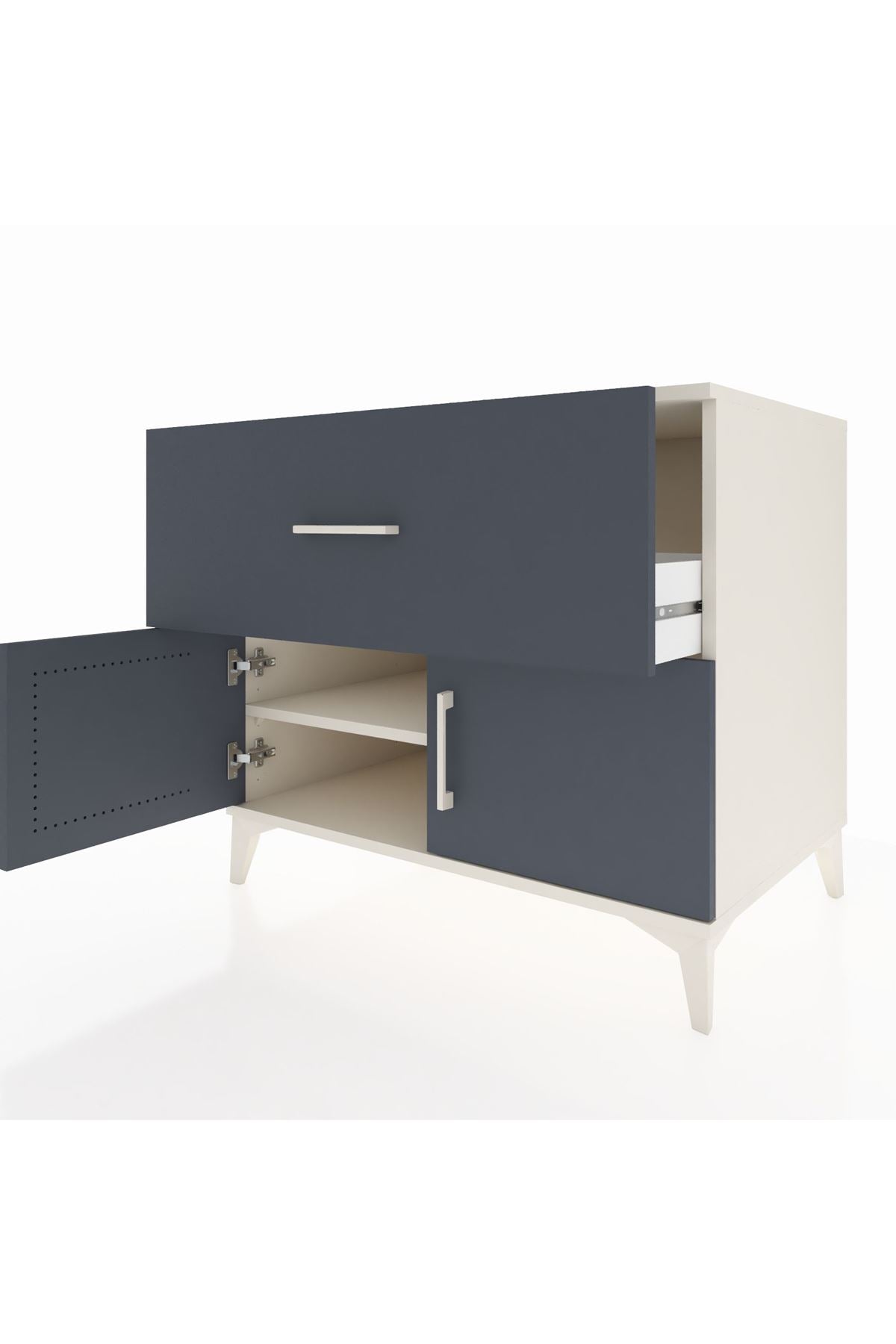 Kronos Şifonyer Tek Raflı Tek Çekmeceli 2 Kapaklı 88x59x80 - S69M021V2C