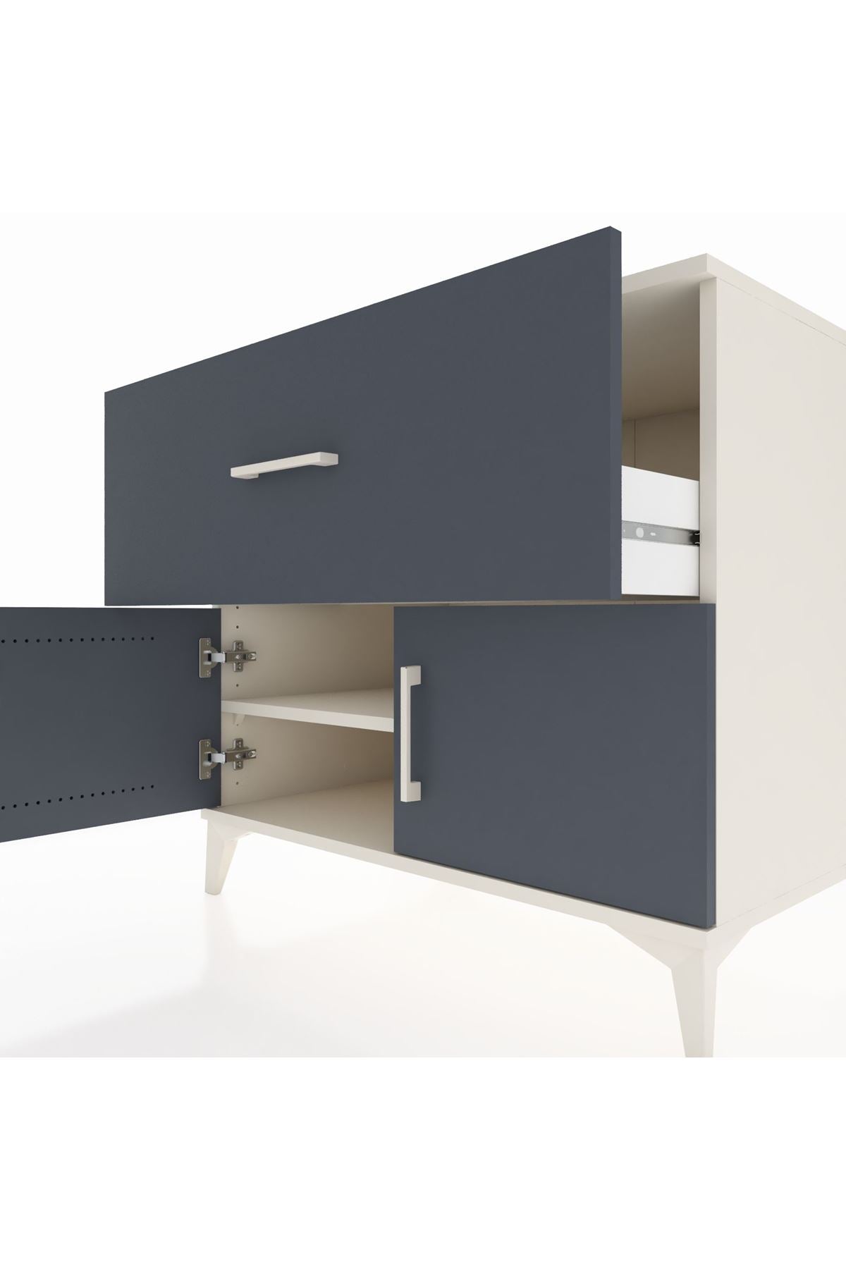 Kronos Şifonyer Tek Raflı Tek Çekmeceli 2 Kapaklı 88x59x80 - S69M021V2C