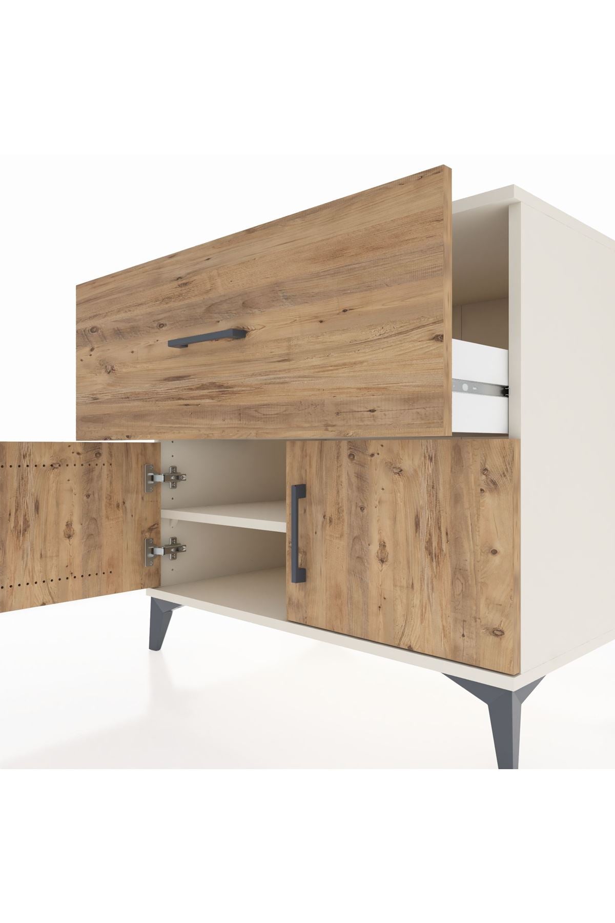 Kronos Şifonyer Tek Raflı Tek Çekmeceli 2 Kapaklı 88x59x80 - S69M021V3C