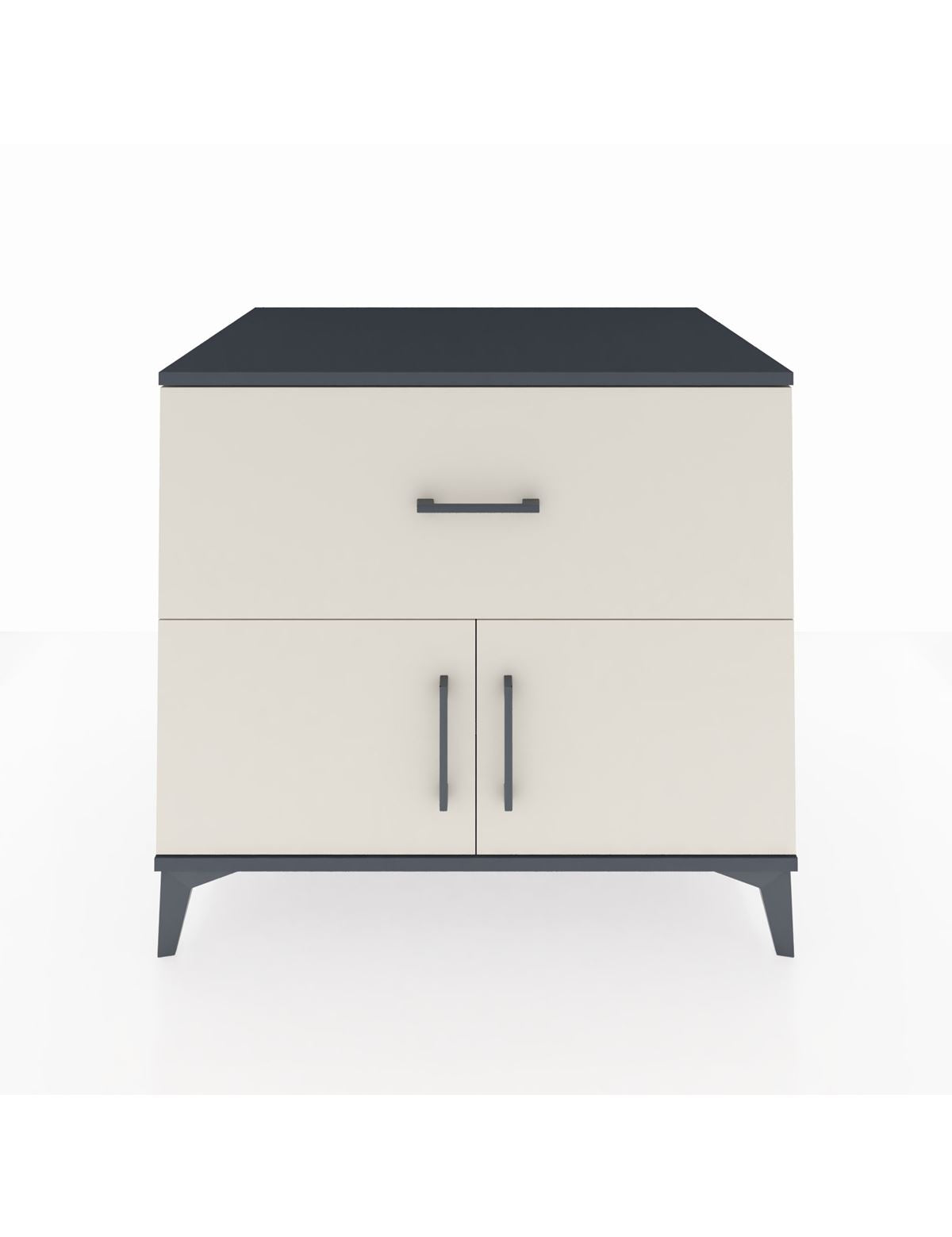 Kronos Şifonyer Tek Raflı Tek Çekmeceli 2 Kapaklı 88x59x80 Antrasit-Aytaşı