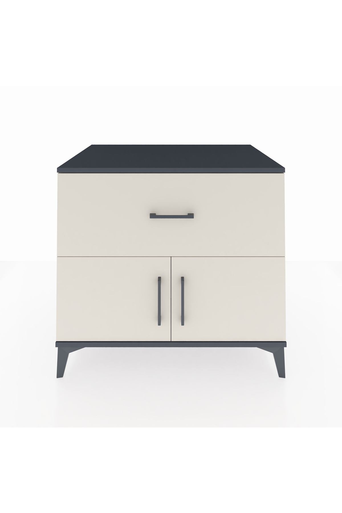 Kronos Şifonyer Tek Raflı Tek Çekmeceli 2 Kapaklı 88x59x80 Antrasit-Aytaşı