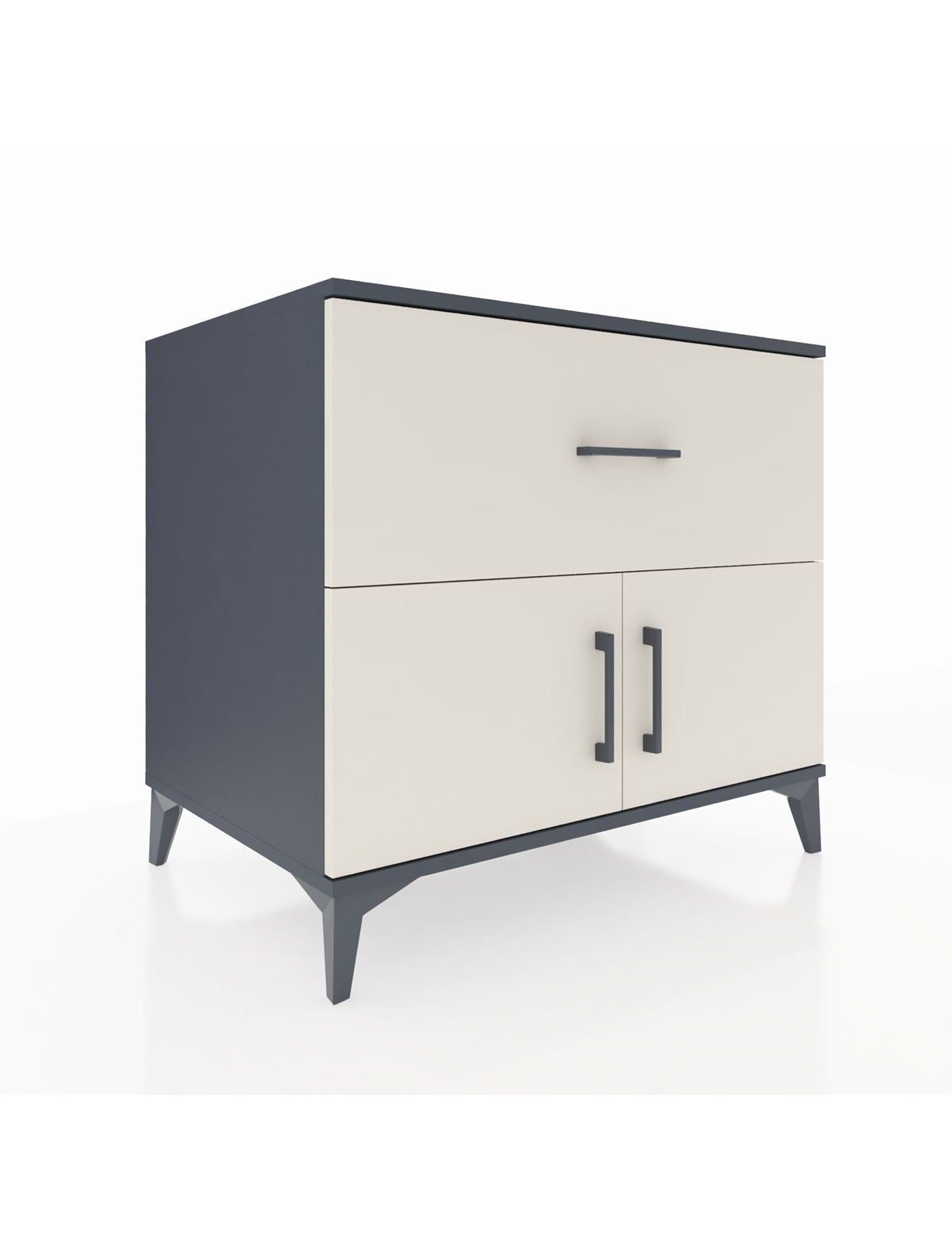 Kronos Şifonyer Tek Raflı Tek Çekmeceli 2 Kapaklı 88x59x80 Antrasit-Aytaşı