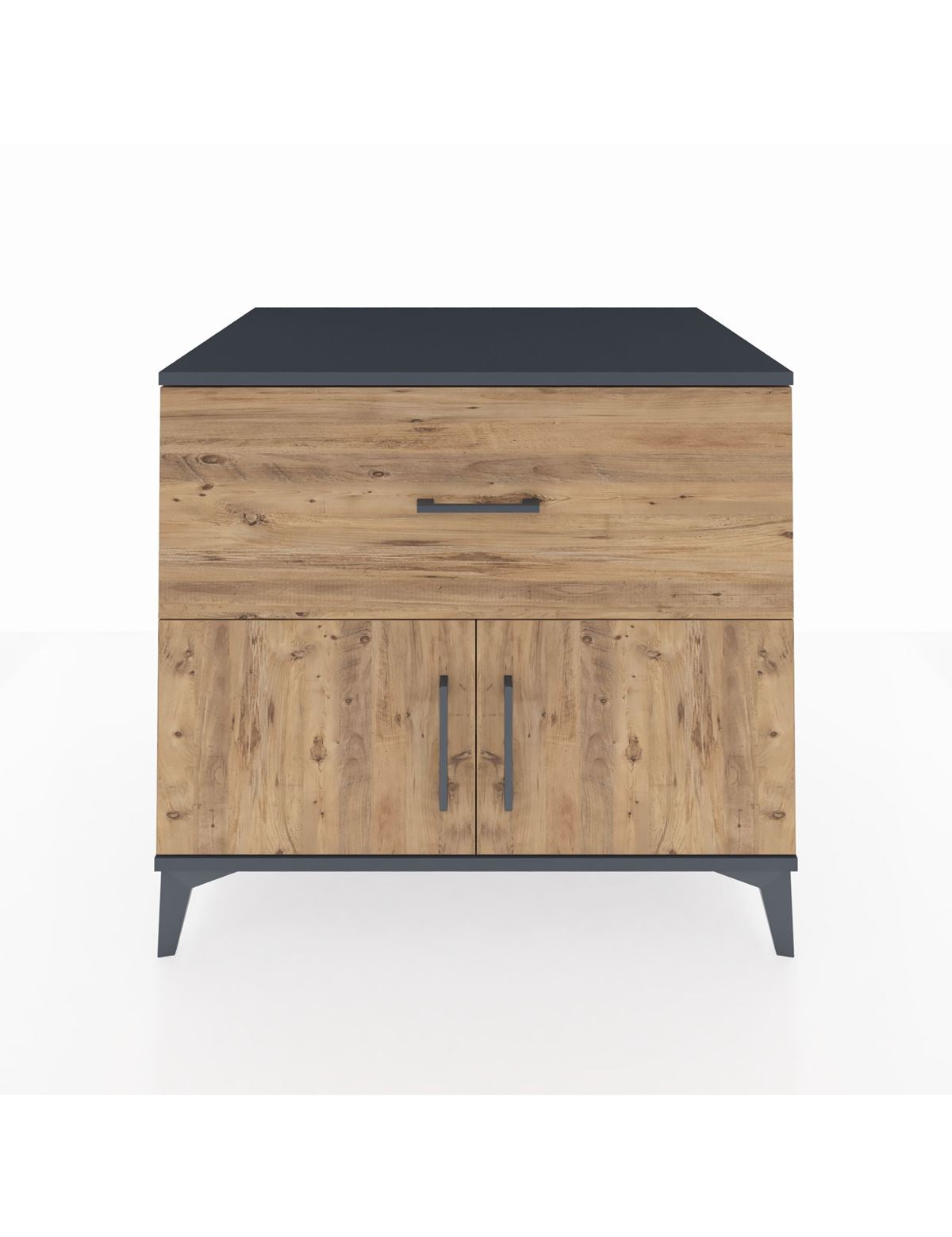 Kronos Şifonyer Tek Raflı Tek Çekmeceli 2 Kapaklı 88x59x80 Antrasit-Çam