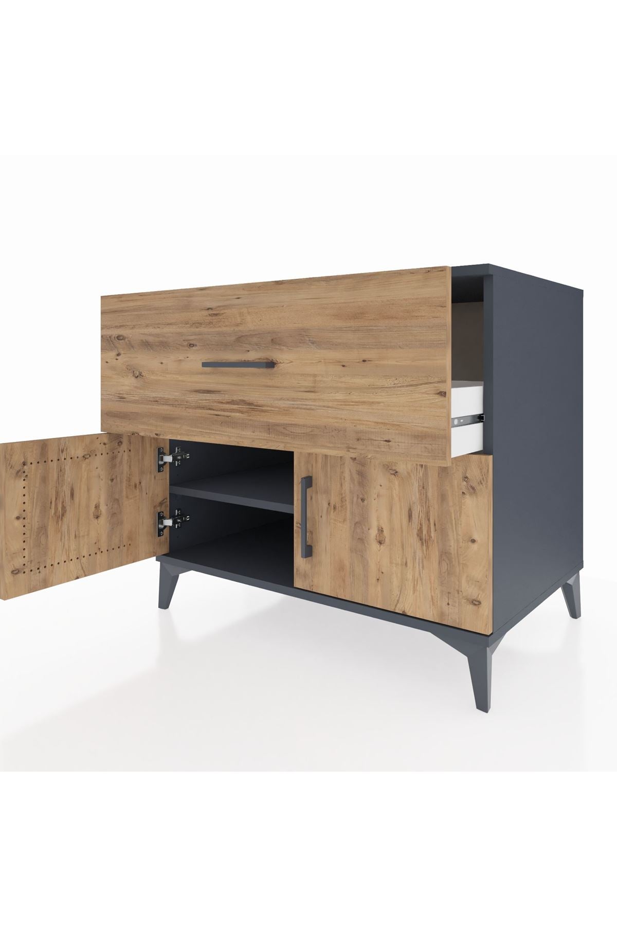 Kronos Şifonyer Tek Raflı Tek Çekmeceli 2 Kapaklı 88x59x80 - S69M021V6C