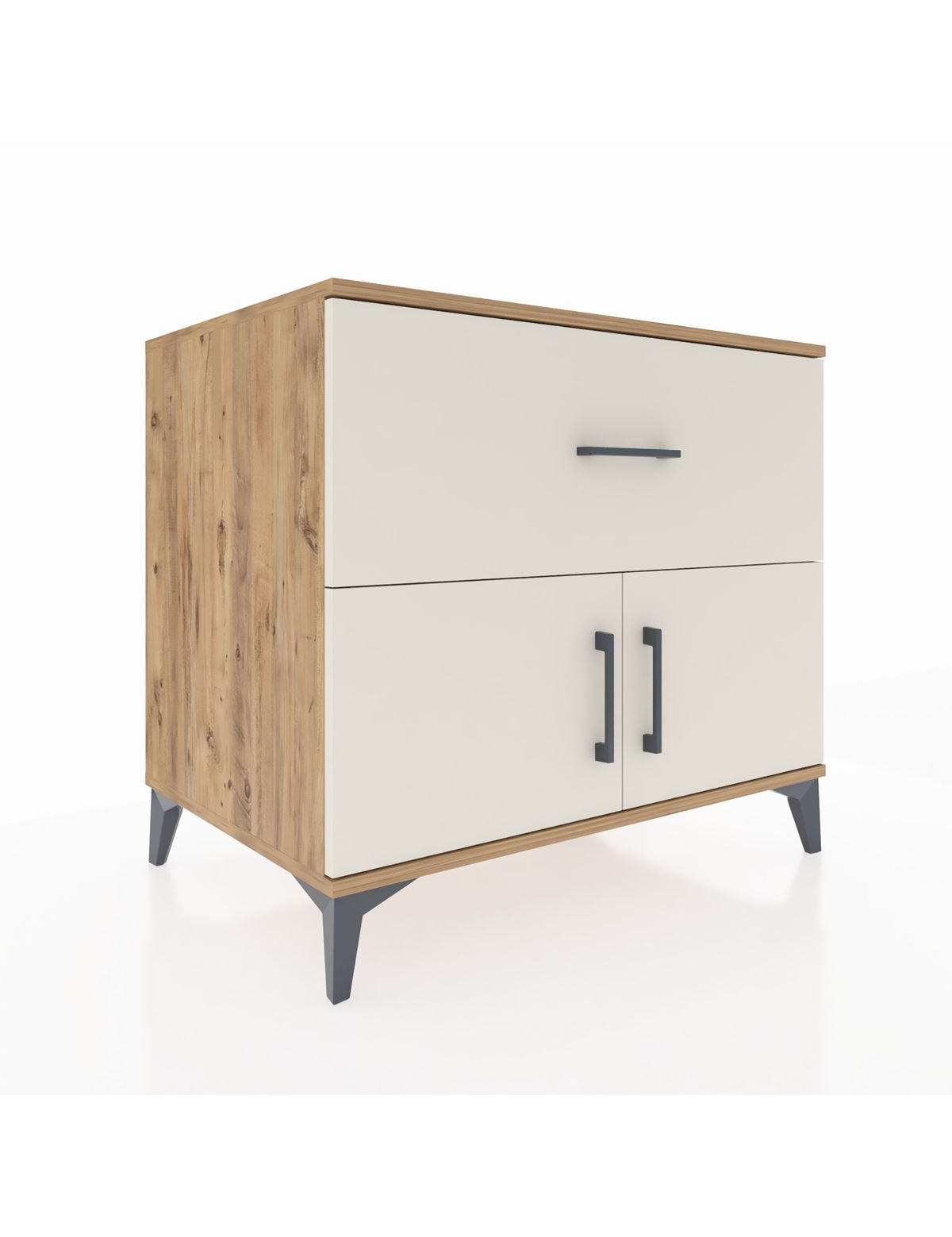 Kronos Şifonyer Tek Raflı Tek Çekmeceli 2 Kapaklı 88x59x80 Çam-Aytaşı