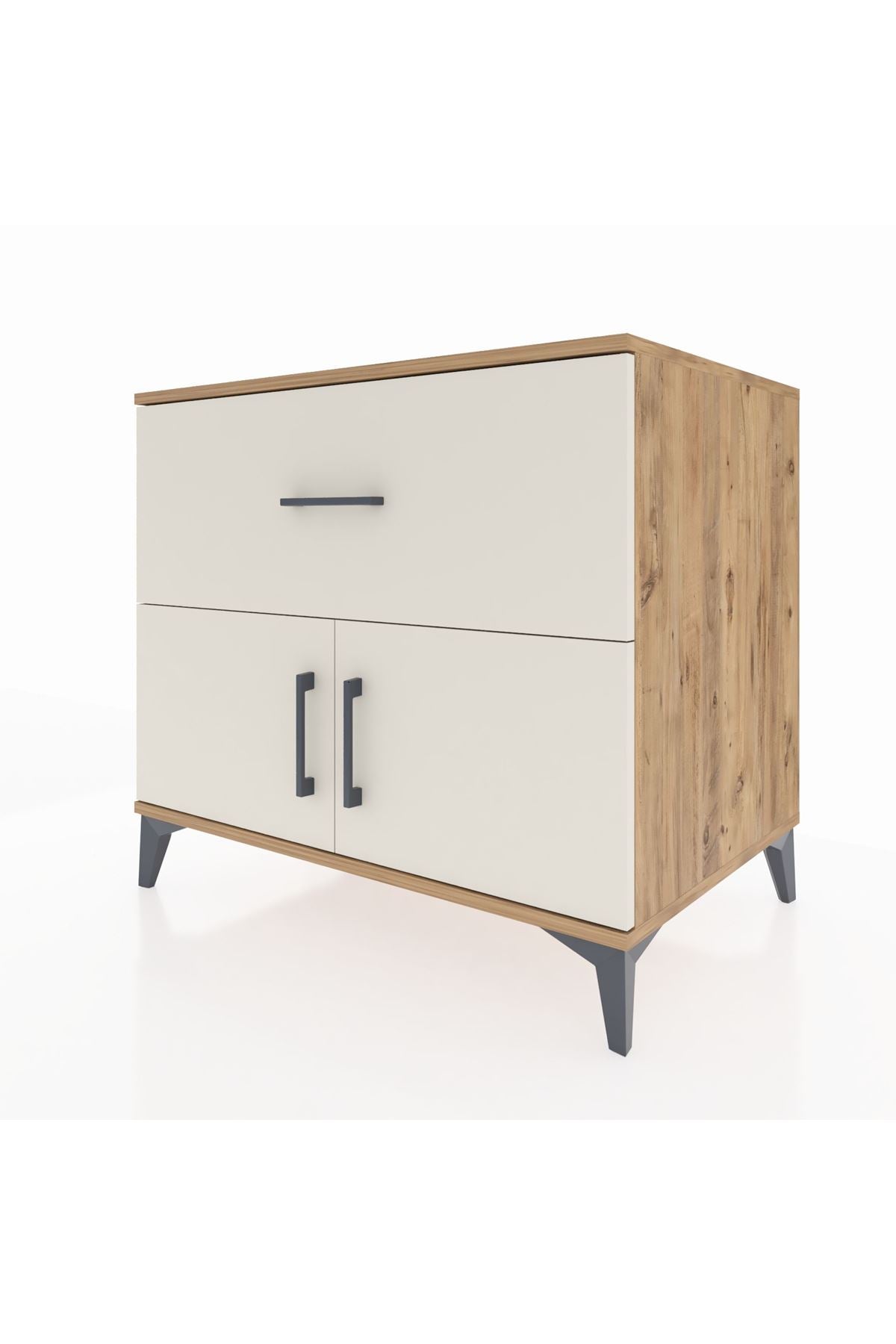 Kronos Şifonyer Tek Raflı Tek Çekmeceli 2 Kapaklı 88x59x80 - S69M021V7C