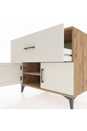 Kronos Şifonyer Tek Raflı Tek Çekmeceli 2 Kapaklı 88x59x80 Çam-Aytaşı