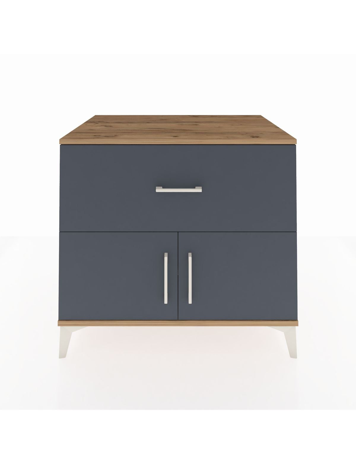 Kronos Şifonyer Tek Raflı Tek Çekmeceli 2 Kapaklı 88x59x80 Çam-Antrasit