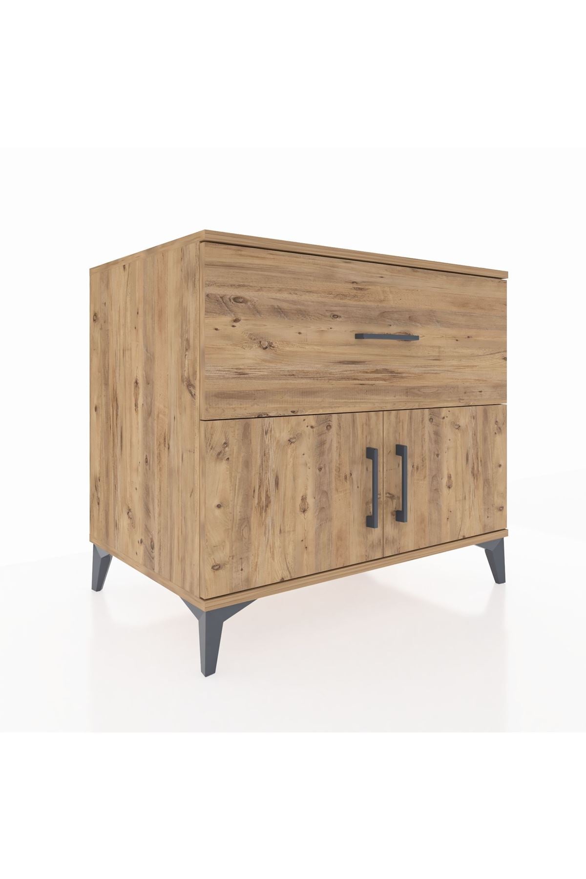 Kronos Şifonyer Tek Raflı Tek Çekmeceli 2 Kapaklı 88x59x80 Çam-Çam