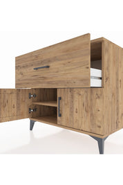 Kronos Şifonyer Tek Raflı Tek Çekmeceli 2 Kapaklı 88x59x80 Çam-Çam