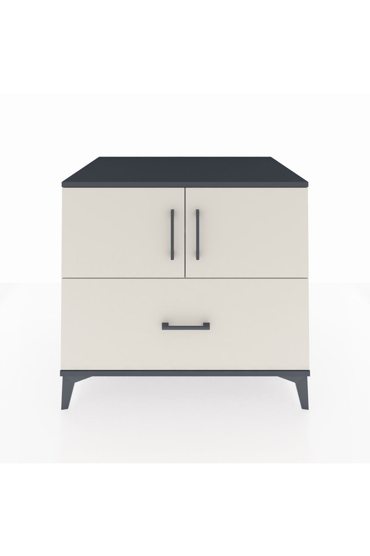 Kronos Şifonyer 2 Raflı Tek Çekmeceli 2 Kapaklı 88x59x80 Antrasit-Aytaşı