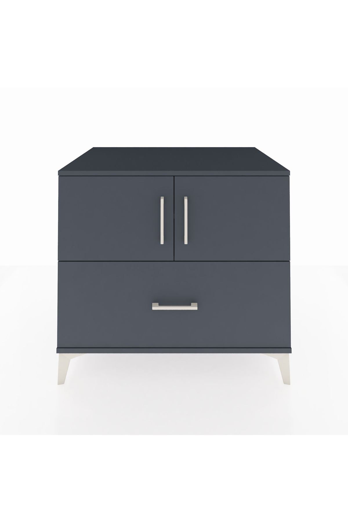 Kronos Şifonyer 2 Raflı Tek Çekmeceli 2 Kapaklı 88x59x80 Antrasit-Antrasit