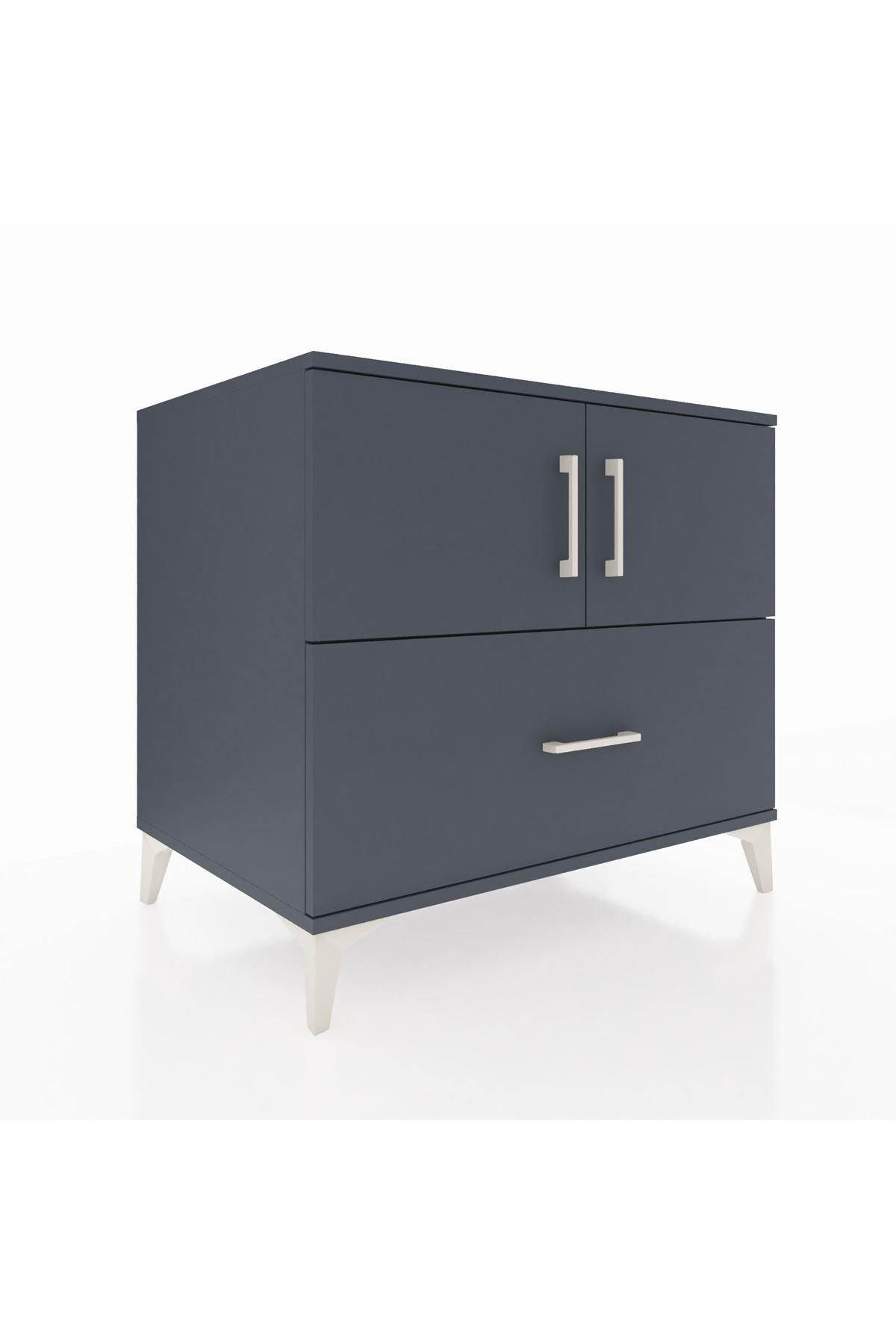 Kronos Şifonyer 2 Raflı Tek Çekmeceli 2 Kapaklı 88x59x80 Antrasit-Antrasit