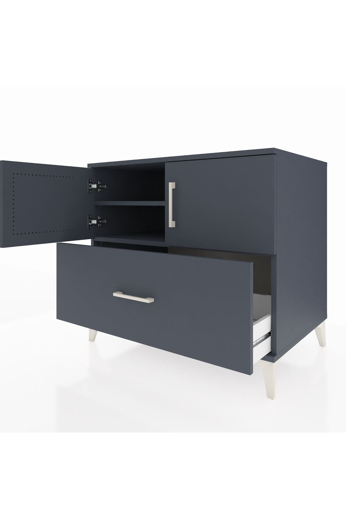 Kronos Şifonyer 2 Raflı Tek Çekmeceli 2 Kapaklı 88x59x80 Antrasit-Antrasit