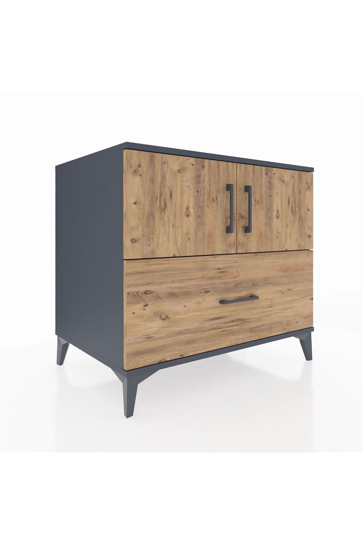 Kronos Şifonyer 2 Raflı Tek Çekmeceli 2 Kapaklı 88x59x80 Antrasit-Çam