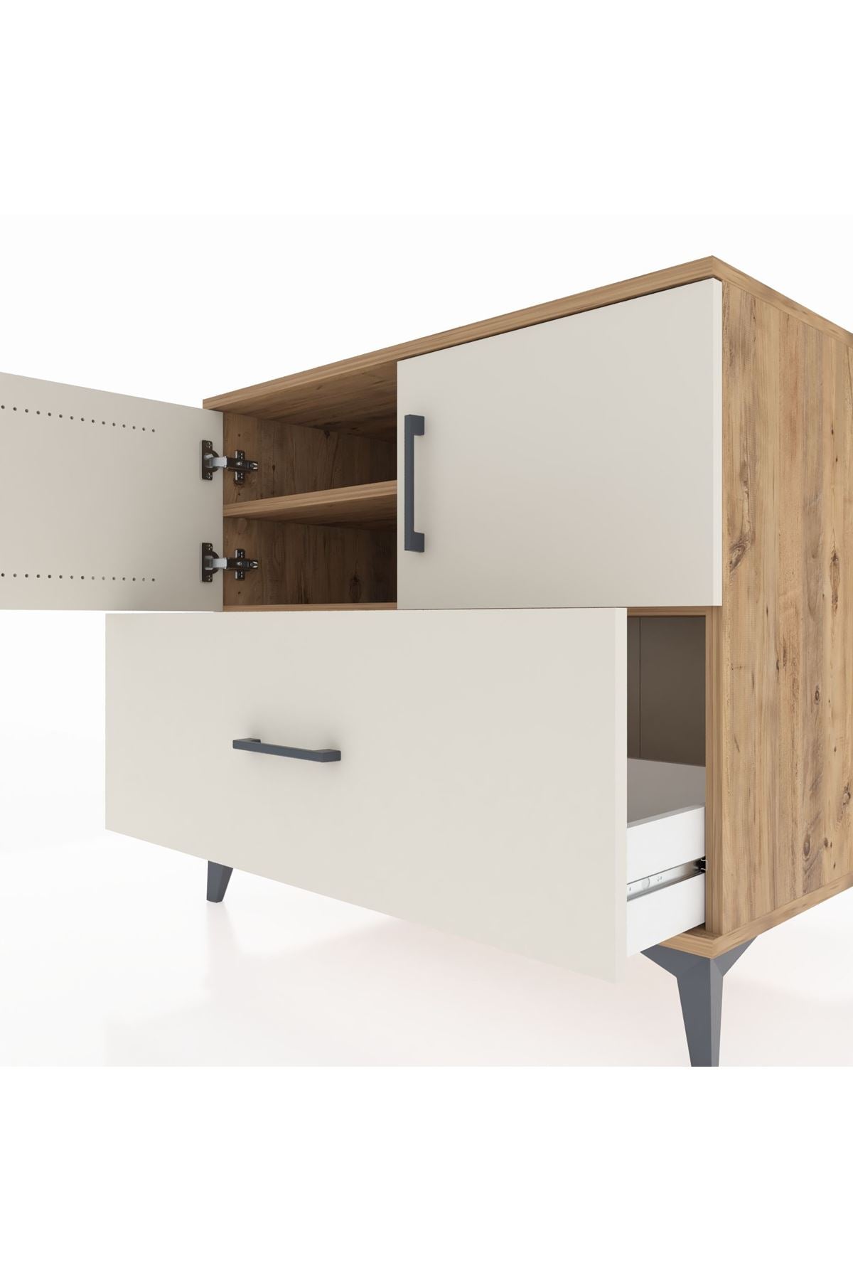 Kronos Şifonyer 2 Raflı Tek Çekmeceli 2 Kapaklı 88x59x80 Çam-Aytaşı