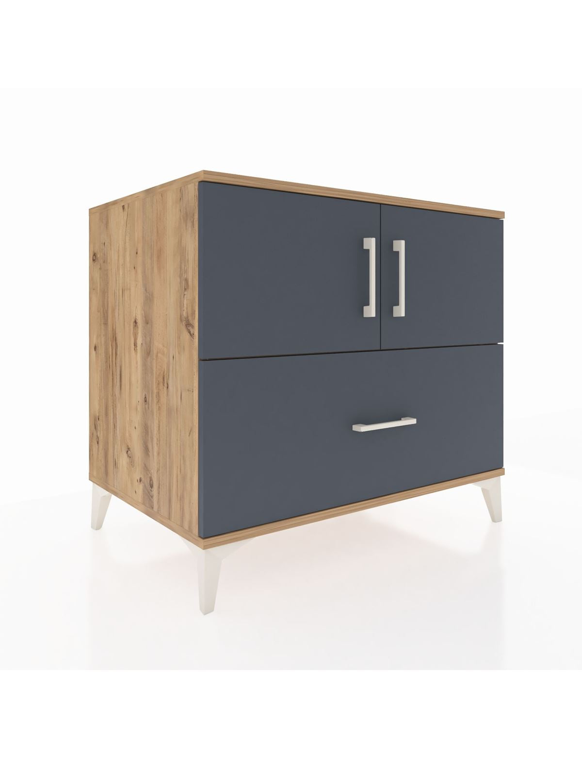 Kronos Şifonyer 2 Raflı Tek Çekmeceli 2 Kapaklı 88x59x80 Çam-Antrasit