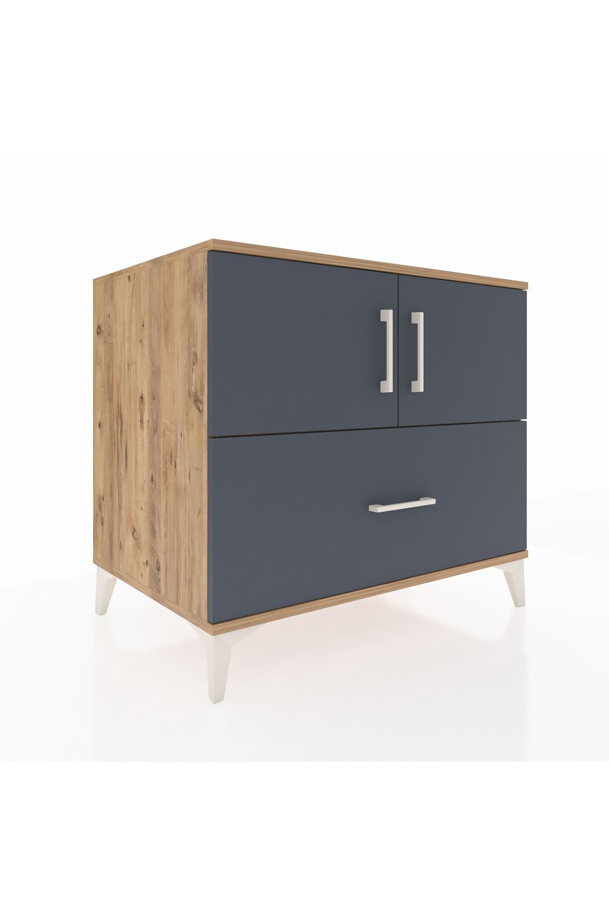 Kronos Şifonyer 2 Raflı Tek Çekmeceli 2 Kapaklı 88x59x80 Çam-Antrasit