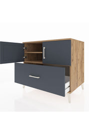 Kronos Şifonyer 2 Raflı Tek Çekmeceli 2 Kapaklı 88x59x80 Çam-Antrasit