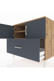 Kronos Şifonyer 2 Raflı Tek Çekmeceli 2 Kapaklı 88x59x80 Çam-Antrasit