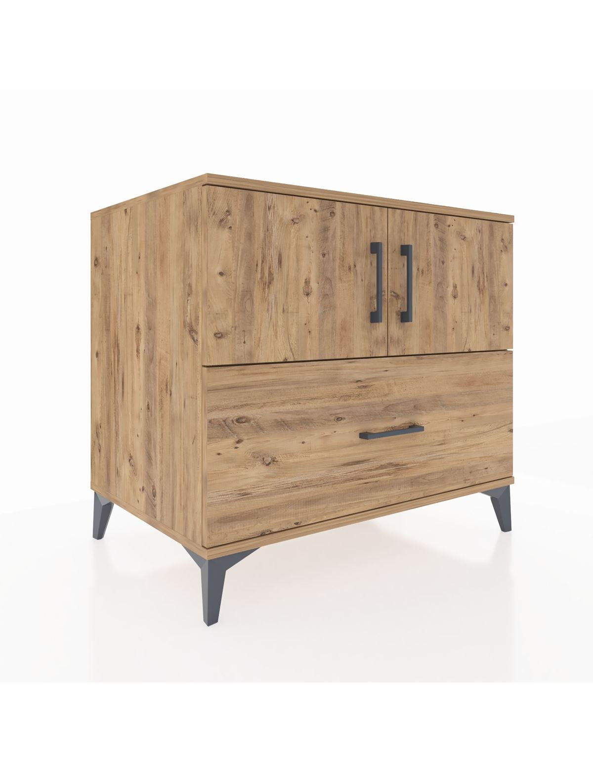 Kronos Şifonyer 2 Raflı Tek Çekmeceli 2 Kapaklı 88x59x80 Çam-Çam