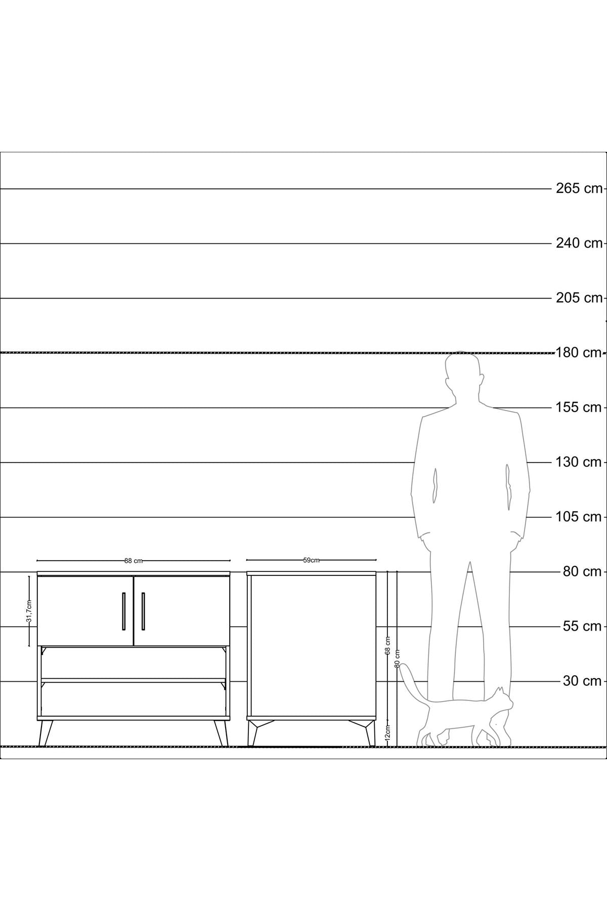 Kronos Şifonyer 3 Raflı 2 Kapaklı 88x59x80 Aytaşı-Antrasit