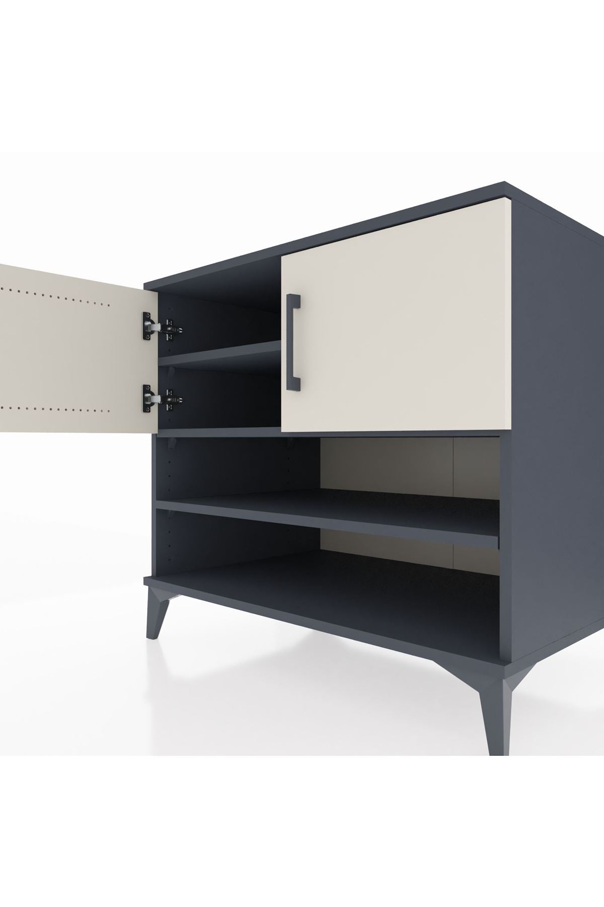 Kronos Şifonyer 3 Raflı 2 Kapaklı 88x59x80 Antrasit-Aytaşı