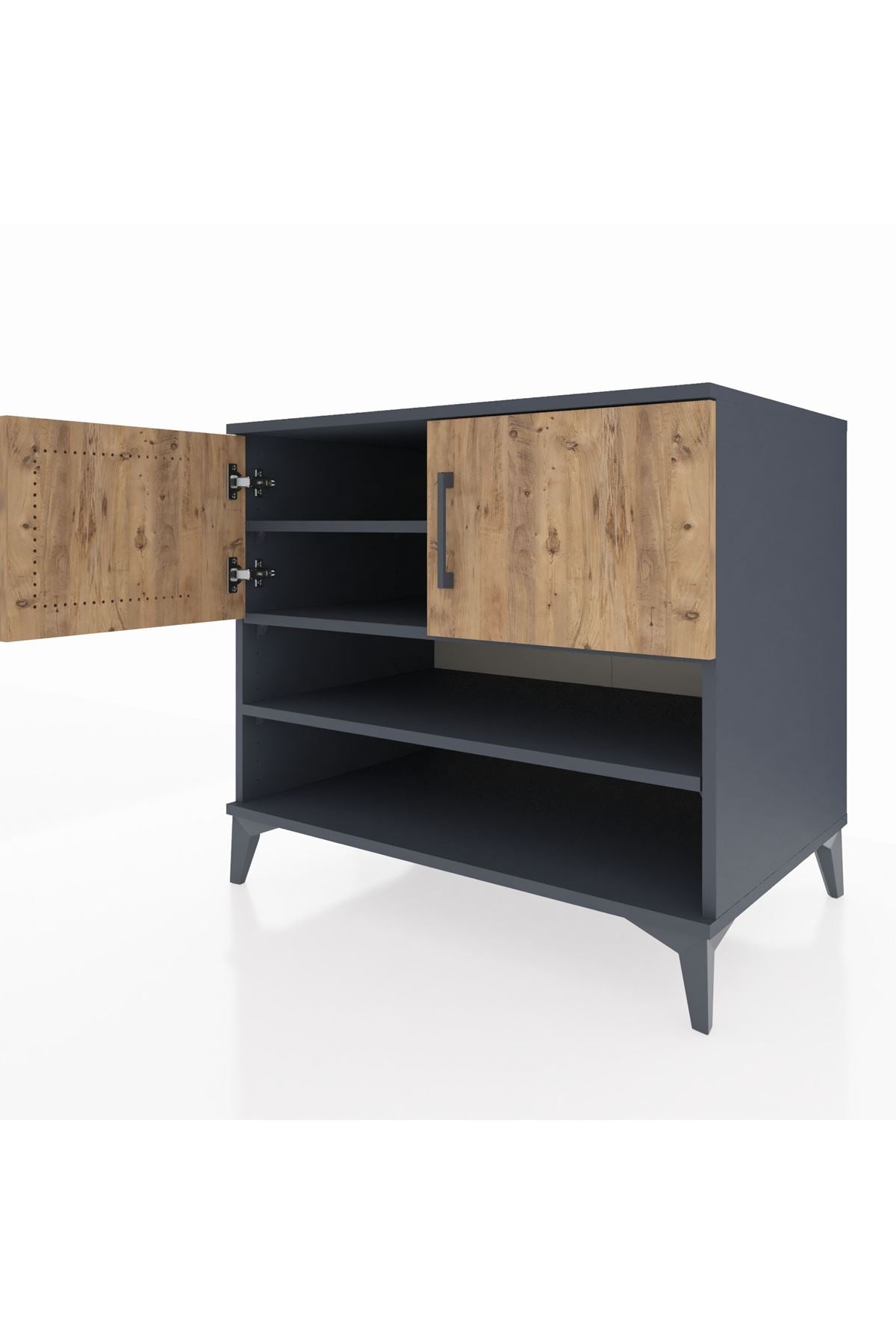 Kronos Şifonyer 3 Raflı 2 Kapaklı 88x59x80 Antrasit-Çam