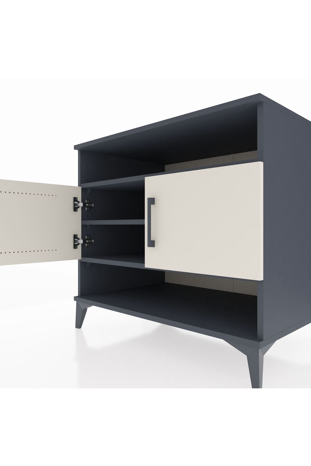 Kronos Şifonyer 3 Raflı 2 Kapaklı 88x59x80 Antrasit-Aytaşı