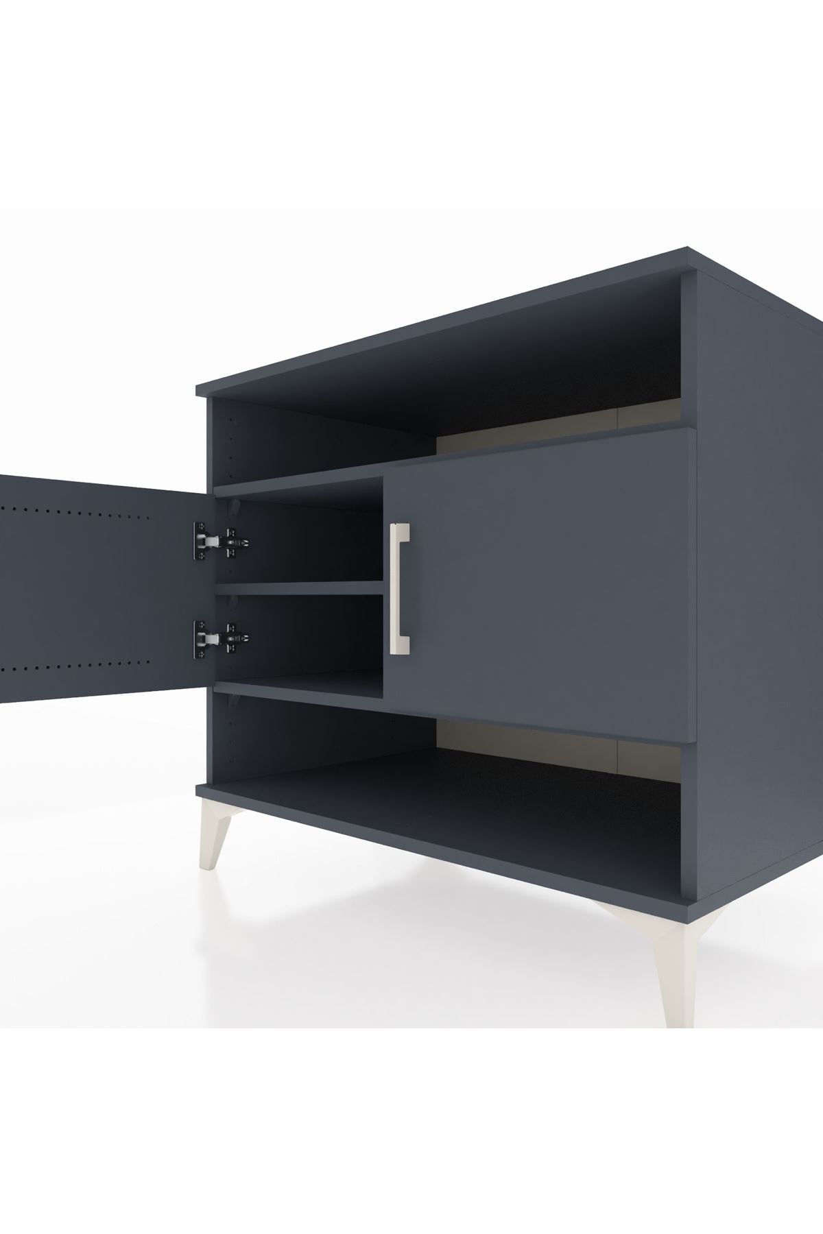 Kronos Şifonyer 3 Raflı 2 Kapaklı 88x59x80 Antrasit-Antrasit