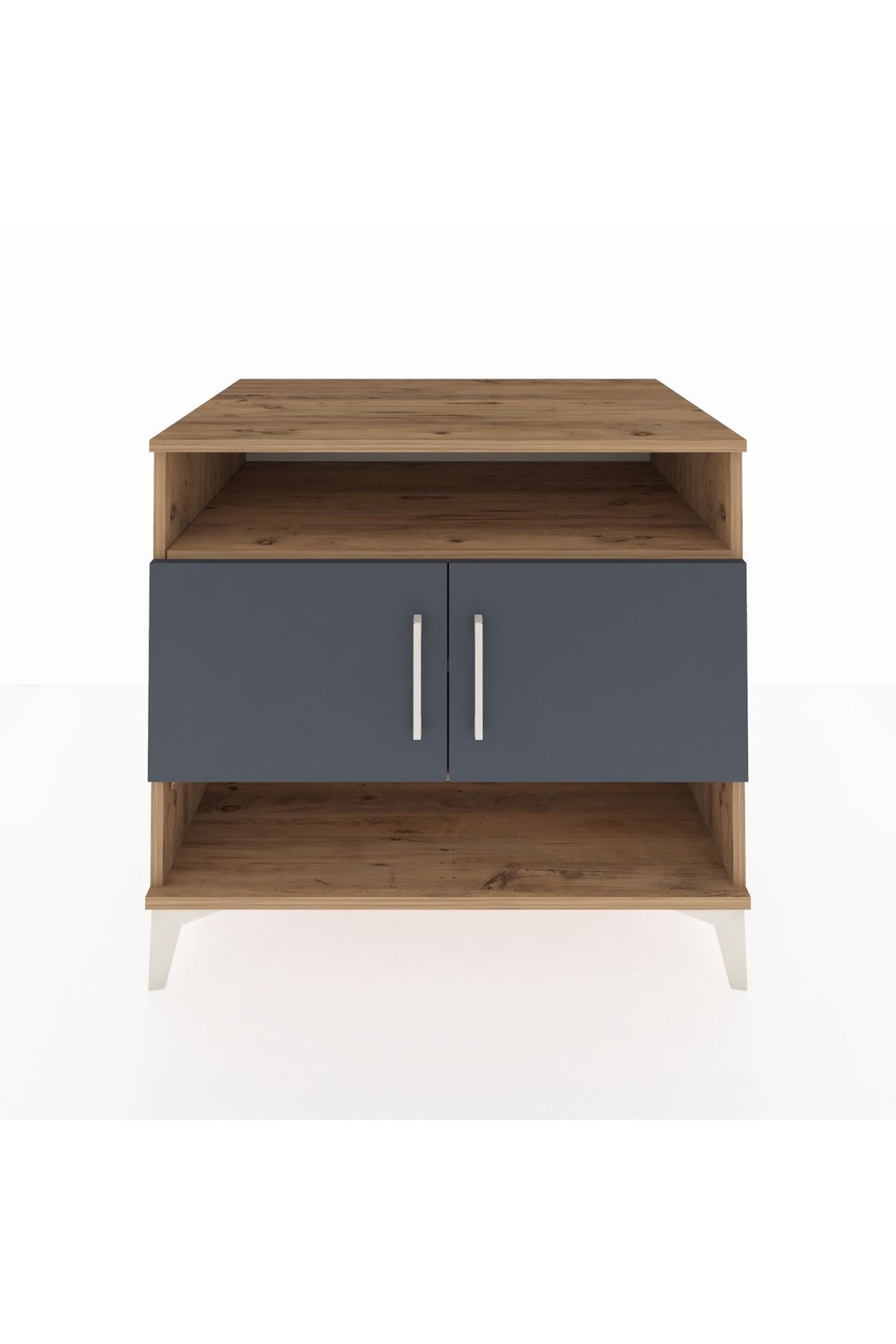 Kronos Şifonyer 3 Raflı 2 Kapaklı 88x59x80 Çam-Antrasit