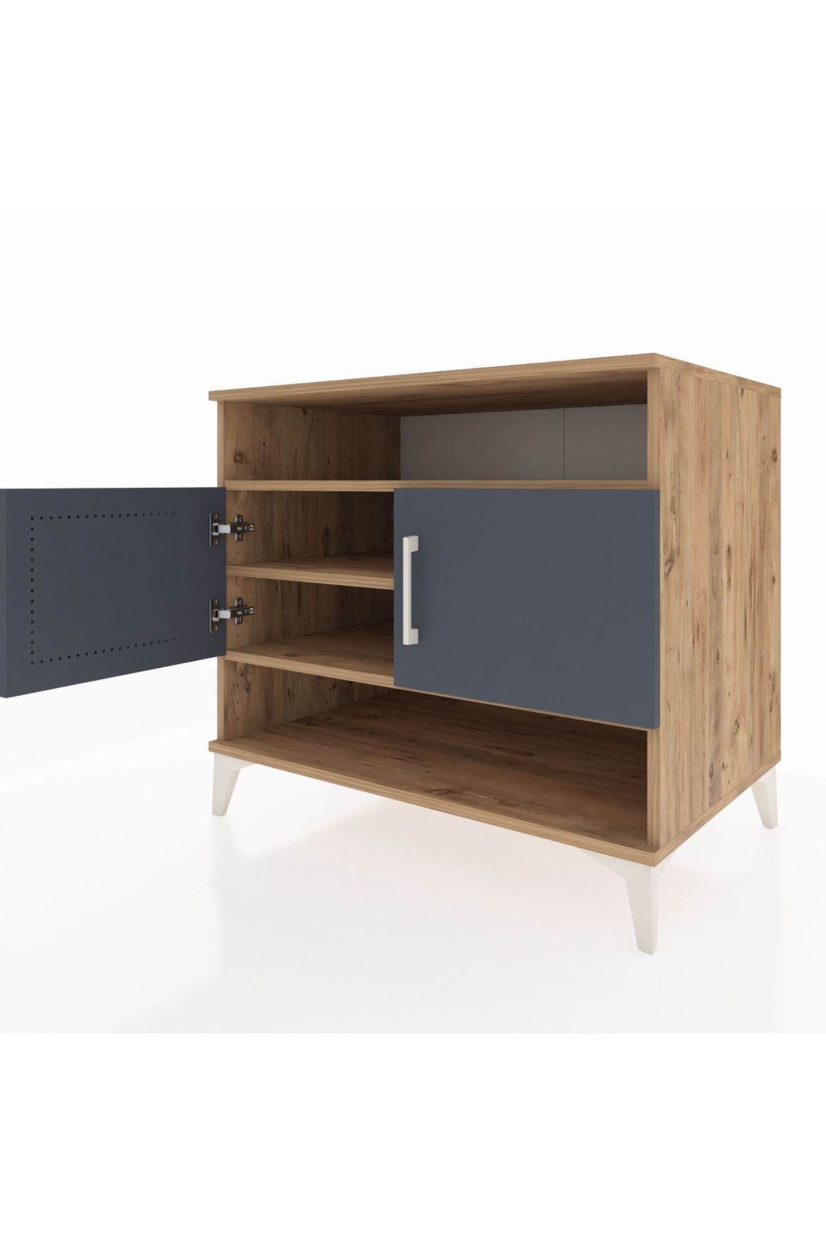 Kronos Şifonyer 3 Raflı 2 Kapaklı 88x59x80 Çam-Antrasit