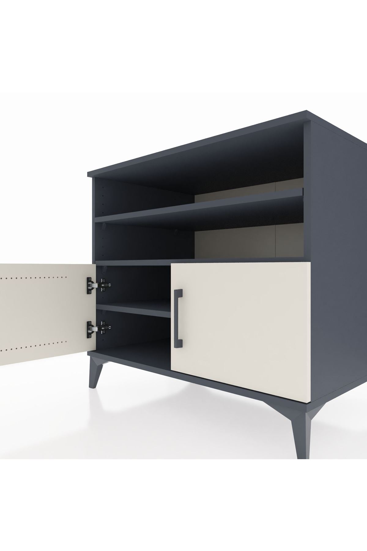 Kronos Şifonyer 3 Raflı 2 Kapaklı 88x59x80 Antrasit-Aytaşı