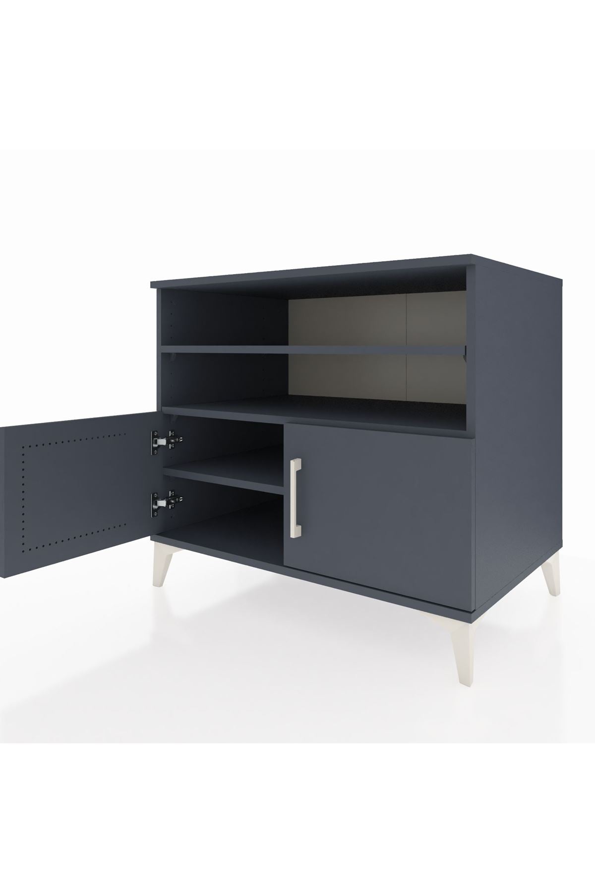 Kronos Şifonyer 3 Raflı 2 Kapaklı 88x59x80 Antrasit-Antrasit