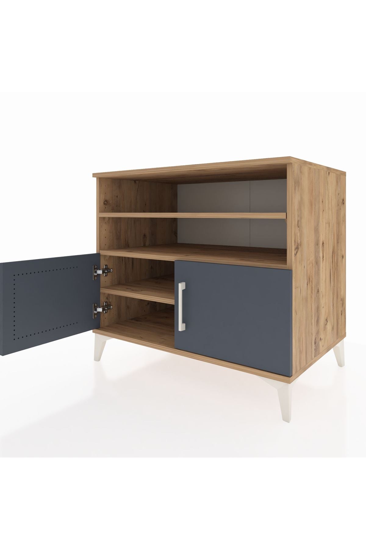 Kronos Şifonyer 3 Raflı 2 Kapaklı 88x59x80 Çam-Antrasit