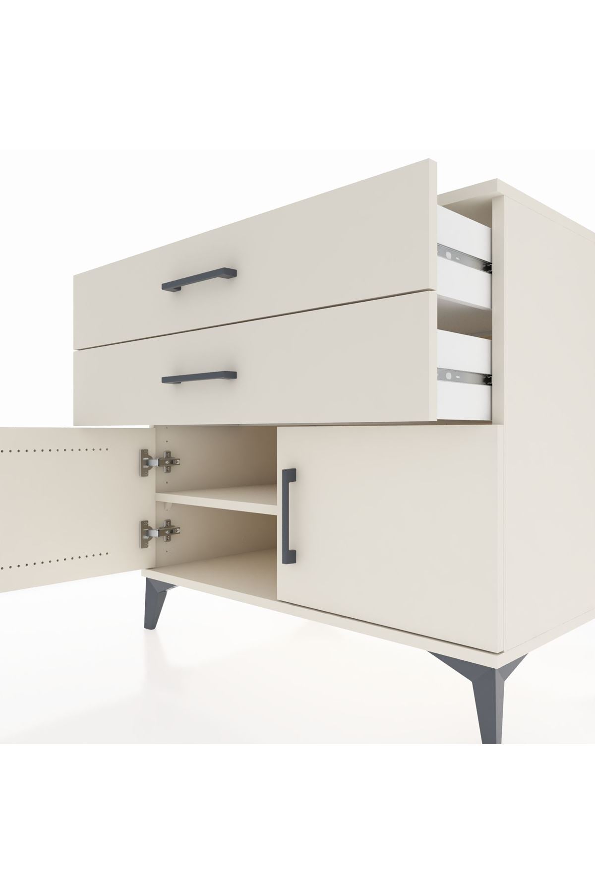 Kronos Şifonyer Tek Raflı 2 Çekmeceli 2 Kapaklı 88x59x80 - S69M026V1C