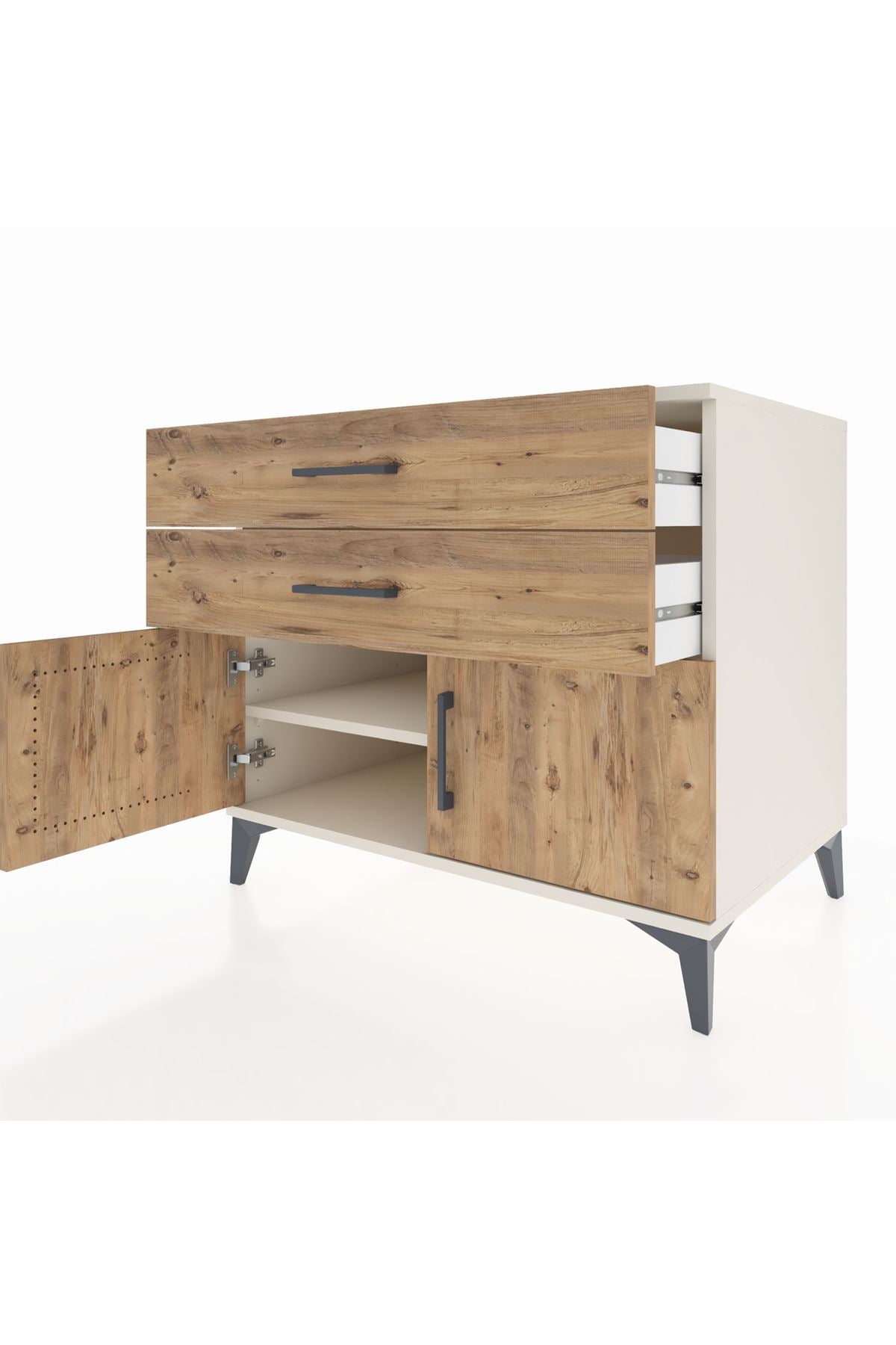 Kronos Şifonyer Tek Raflı 2 Çekmeceli 2 Kapaklı 88x59x80 Aytaşı-Çam