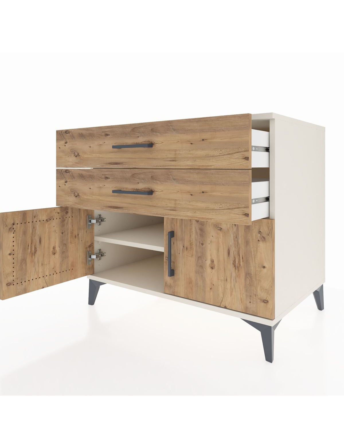 Kronos Şifonyer Tek Raflı 2 Çekmeceli 2 Kapaklı 88x59x80 - S69M026V3C