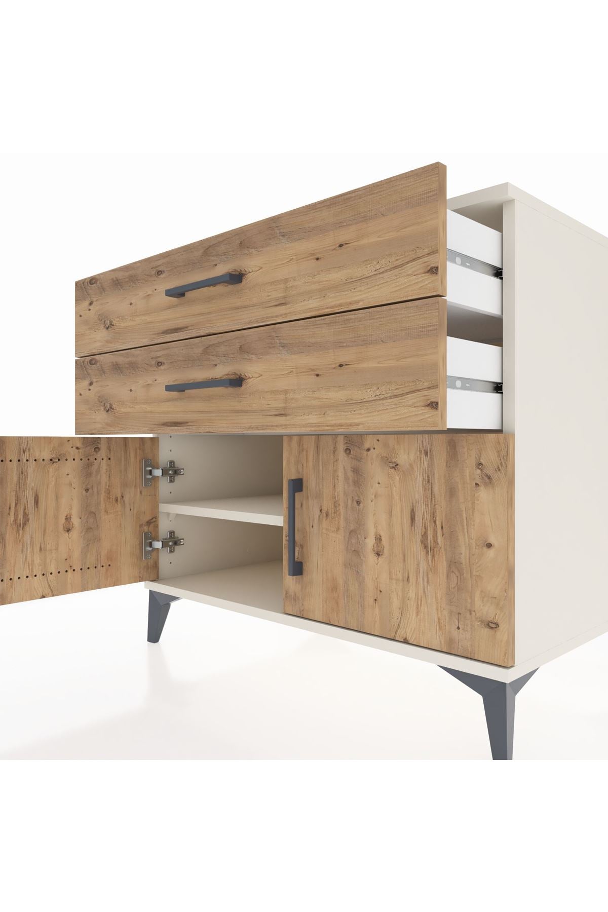 Kronos Şifonyer Tek Raflı 2 Çekmeceli 2 Kapaklı 88x59x80 Aytaşı-Çam