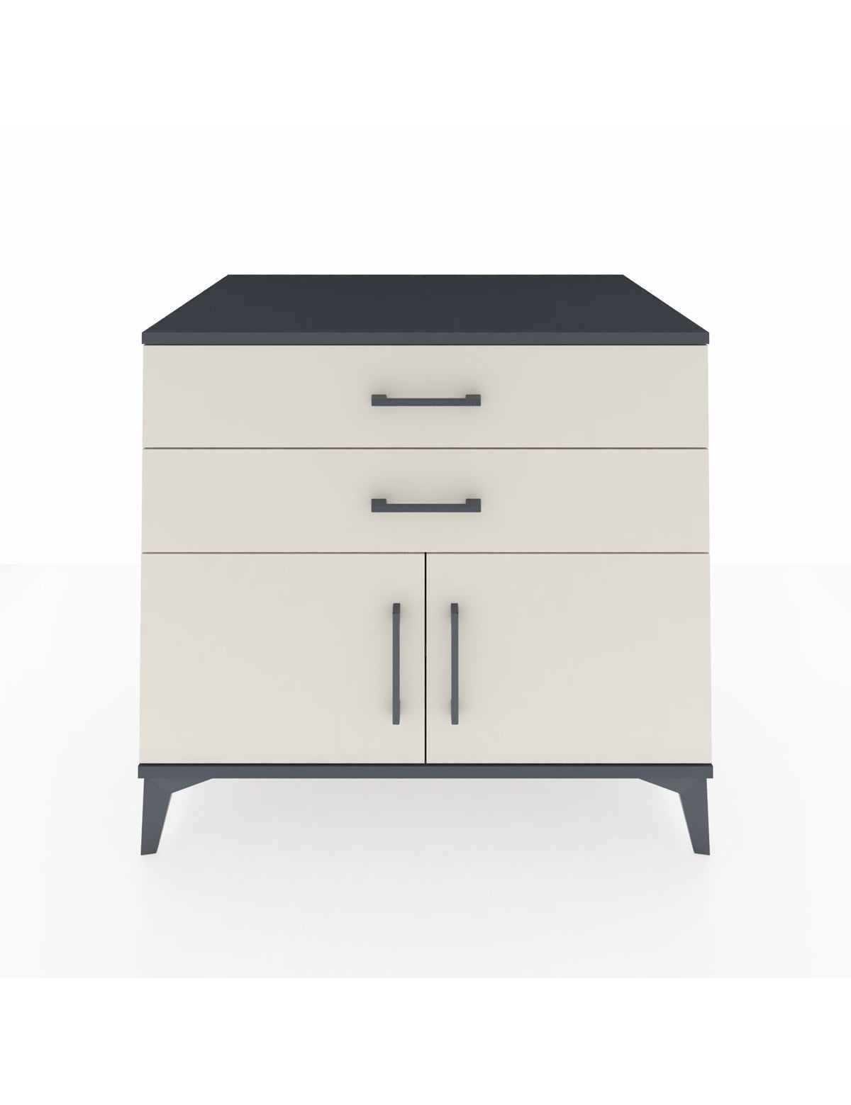 Kronos Şifonyer Tek Raflı 2 Çekmeceli 2 Kapaklı 88x59x80 Antrasit-Aytaşı