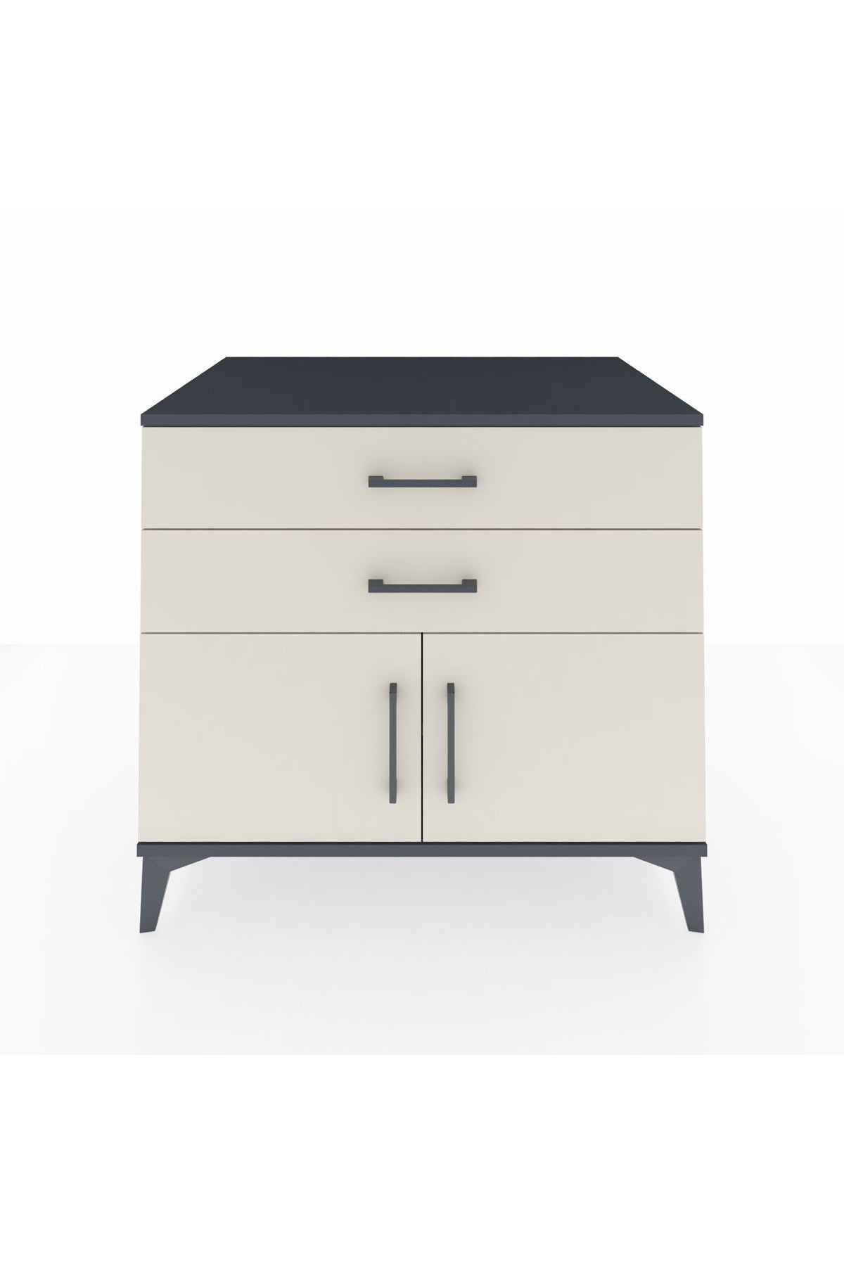 Kronos Şifonyer Tek Raflı 2 Çekmeceli 2 Kapaklı 88x59x80 - S69M026V4C