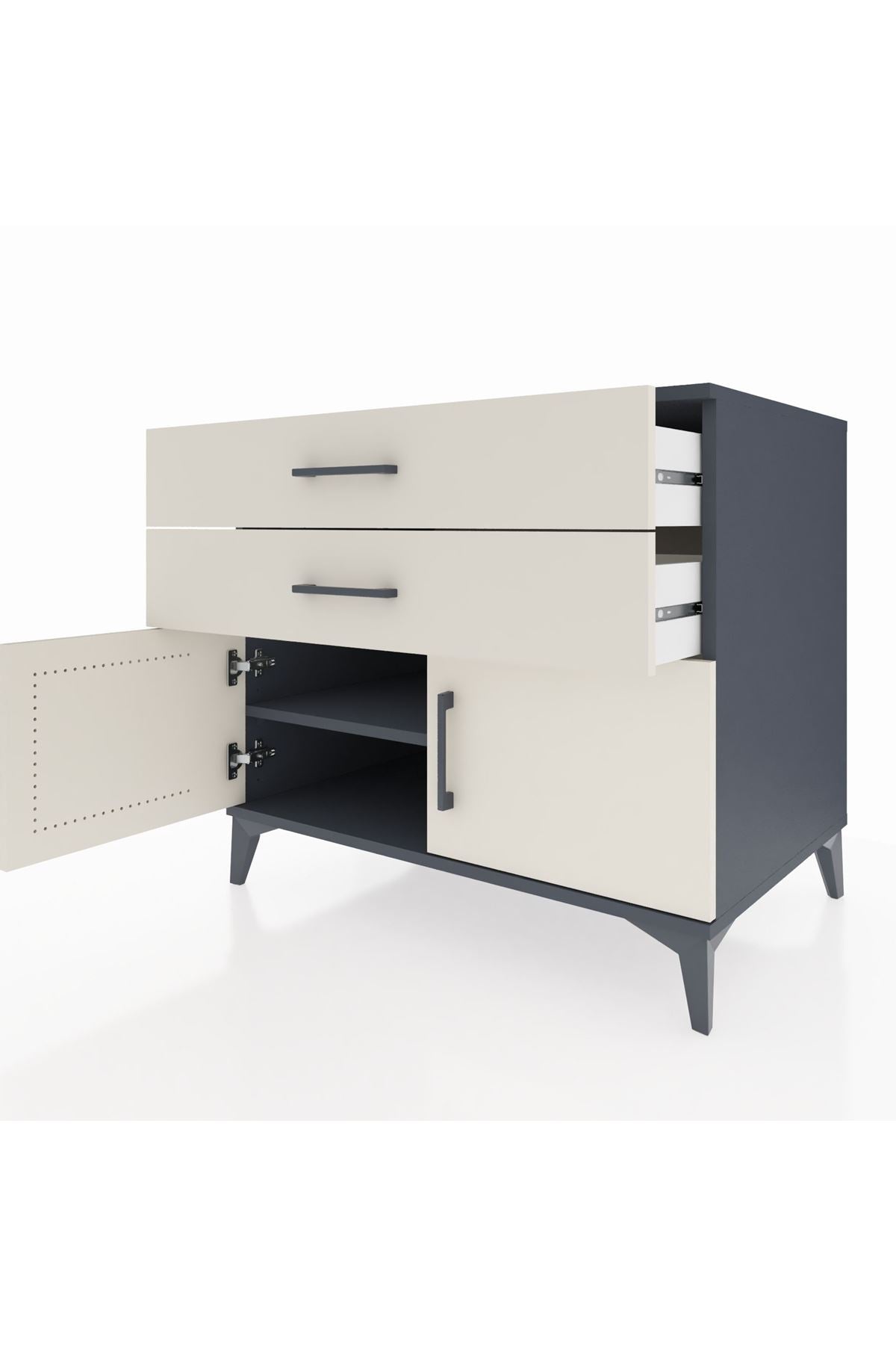 Kronos Şifonyer Tek Raflı 2 Çekmeceli 2 Kapaklı 88x59x80 - S69M026V4C