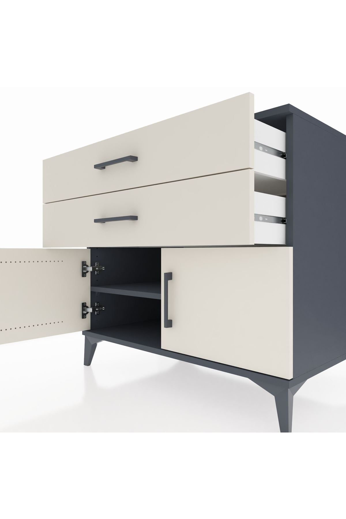 Kronos Şifonyer Tek Raflı 2 Çekmeceli 2 Kapaklı 88x59x80 - S69M026V4C