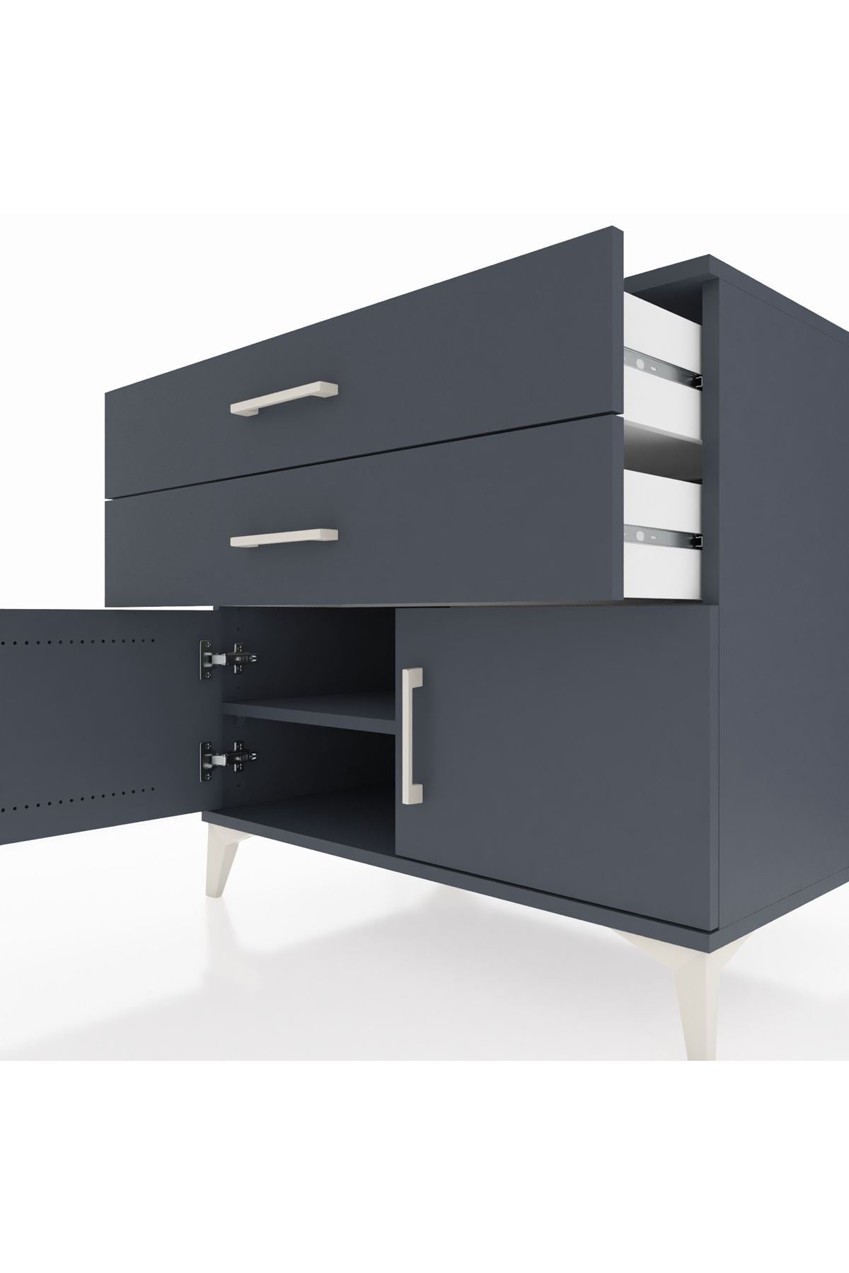 Kronos Şifonyer Tek Raflı 2 Çekmeceli 2 Kapaklı 88x59x80 - S69M026V5C