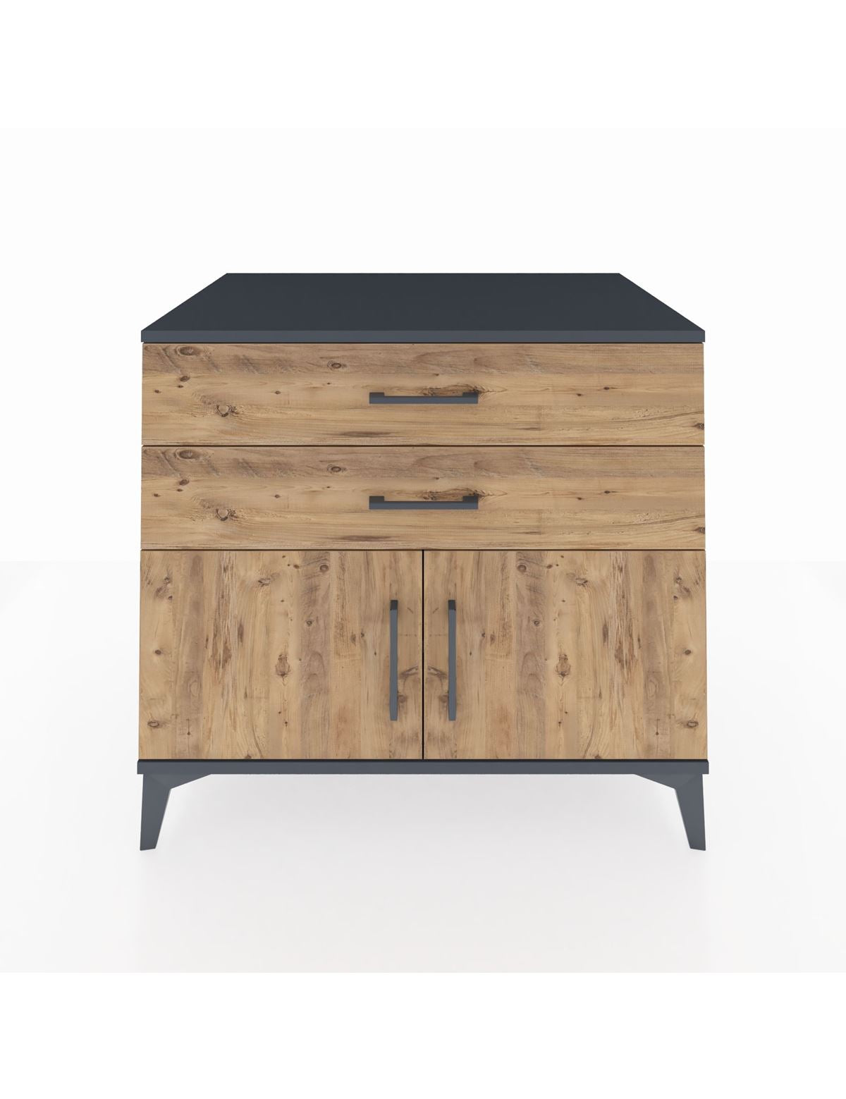 Kronos Şifonyer Tek Raflı 2 Çekmeceli 2 Kapaklı 88x59x80 Antrasit-Çam