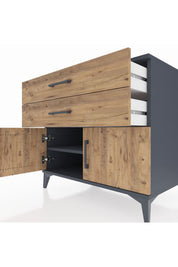 Kronos Şifonyer Tek Raflı 2 Çekmeceli 2 Kapaklı 88x59x80 - S69M026V6C