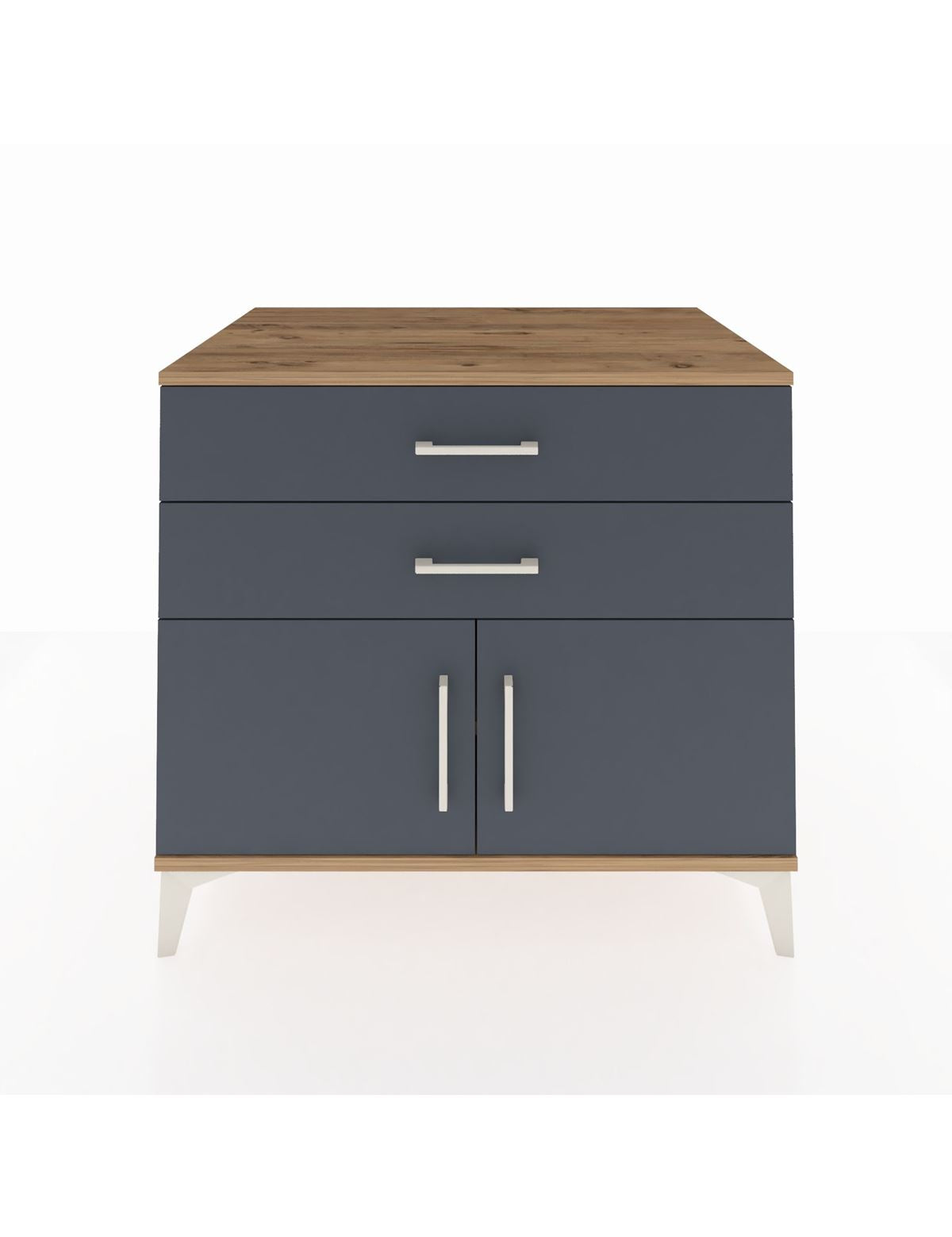 Kronos Şifonyer Tek Raflı 2 Çekmeceli 2 Kapaklı 88x59x80 Çam-Antrasit