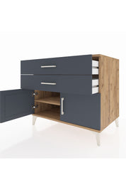 Kronos Şifonyer Tek Raflı 2 Çekmeceli 2 Kapaklı 88x59x80 Çam-Antrasit