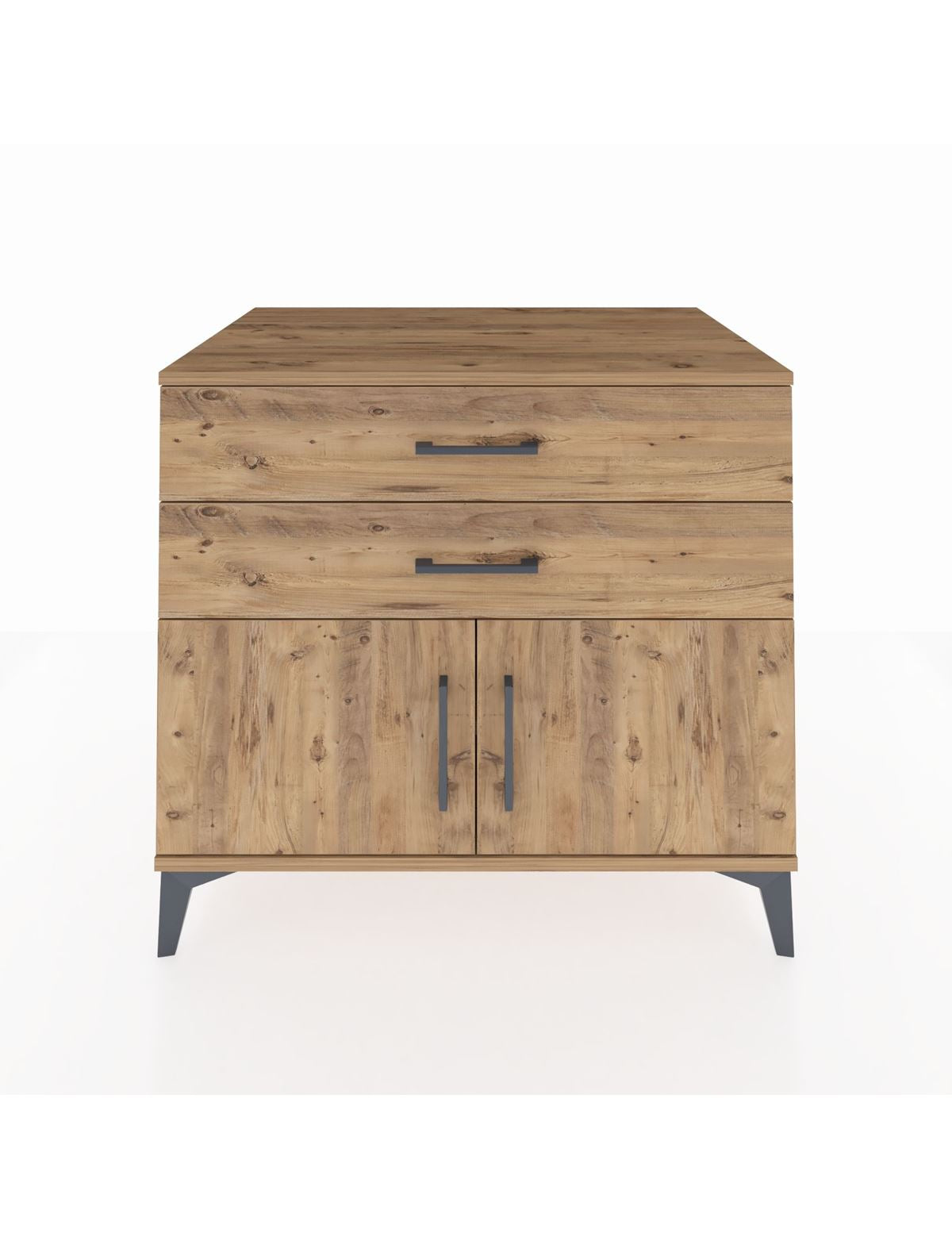 Kronos Şifonyer Tek Raflı 2 Çekmeceli 2 Kapaklı 88x59x80 Çam-Çam