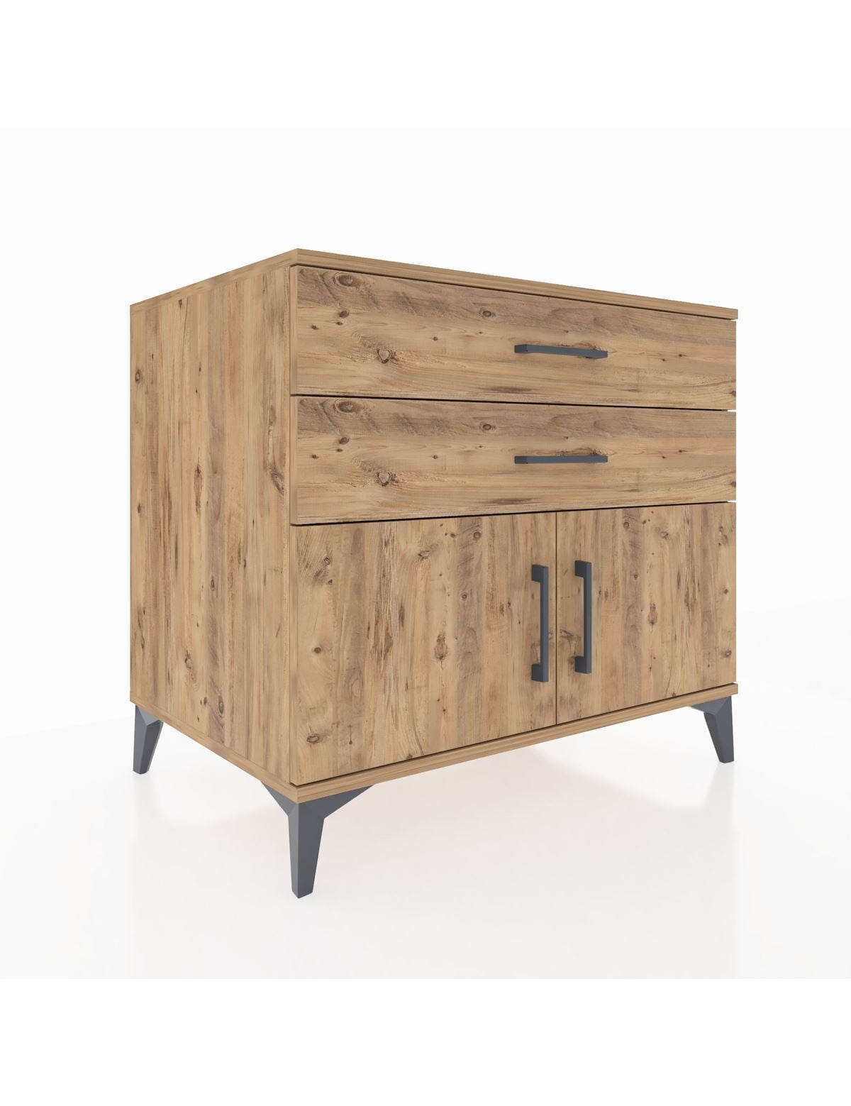 Kronos Şifonyer Tek Raflı 2 Çekmeceli 2 Kapaklı 88x59x80 Çam-Çam